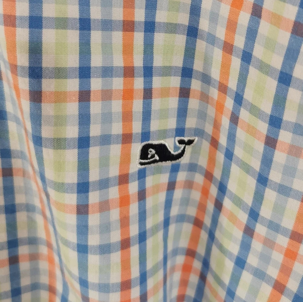 Vineyard Vines Classic Fit Button-Down Shirt Plaid Check Whale Logo Size M - Picture 8 of 10